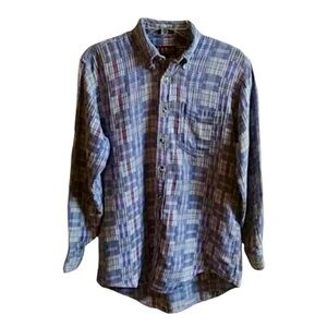 JoS. A. Banks Sportswear Blue Plaid Print Button Down Shirt Size M